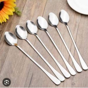 6Pcs stainless steel coffee soup tea dinner long tea spoon smooth tableware with long handle