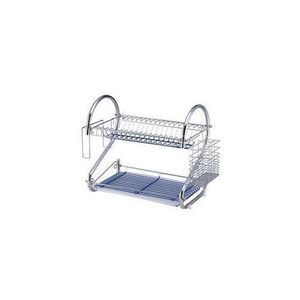 16-Inch Stainless Steel Dish Drainer Rack, All-in-One Kitchen Sink Organizer with Cutlery & Cup Holder, Rust-Resistant Drying Rack for Dishes, Utensils, Mugs