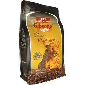 Gibsons Coffee ESPRESSO Kenyan Coffee Fine Grind & Dark Roast ,