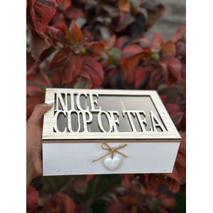 Wooden Tea Box Tea Bag Holder Tea Storage Box 6 Compartments Jewelry Case Tea Storage Organizer Tea Bag Box Tea Bag Organizer
