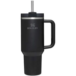 Stabilo Stanely Quencher Tumbler- black stainless steel insulated cup with handle&straw