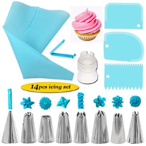 14Pcs/Set Icing Piping Nozzles Set with Pastry Bag Scraper Cream Tips Reusable Cake Decorating Tool
