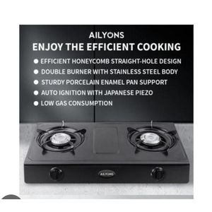 AILYONS 2 Burner Gas Cooker Compact Stainless Steel Tabletop Cooker with Efficient Flame Control for Home Kitchen Apartment and Outdoor Cooking