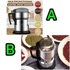 Stainless Steel Coffee Grinder for Coffee Beans, Spices, and Nuts with Transparent Lid, Safety Switch, High-Efficiency Six-Blade Motor, 150W-400W, Compact Kitchen Appliance