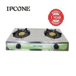 IPCONE Cooker 2 Burner Gas Tabletop Stainless Steel With Free 6kg Regulator, Gas Pipe And Tighteners 7102