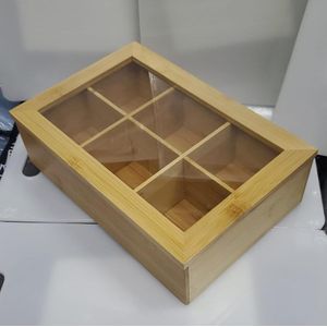 Wooden Tea Box Tea Bag Holder Tea Storage Box 6 Compartments Jewelry Case Tea Storage Organizer Tea Bag Box Tea Bag Organizer