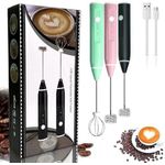 *2 In1 Electric Milk Frother, Rechargeable Hand-Held Electric Milk Frother 3 Adjustable USB Charging Can Be Used ForBulletproof Coffee Protein Drinks Matcha Coffee Whis
