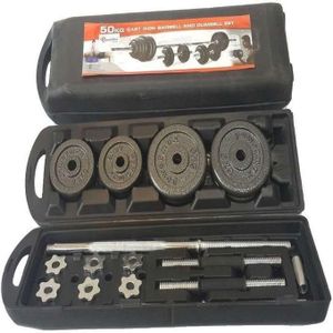 50kg Adjustable Fitness Barbell & Dumbbell Weight With Portable Case