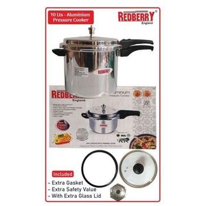 10Litres Redberry Alluminium Pressure Cooker With Extra Glass Lid