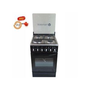 VOLSMART Standing Cooker 60x60cm 3Gas + 1 Electric Hotplate, Electric Oven 60L oven Automatic Ignition Glass Top Cover