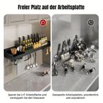 General 60cm Black Stainless Steel Kitchen Storage Shelf with Double Support