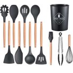 12pcs cutlery set, spoon + spatula set - black