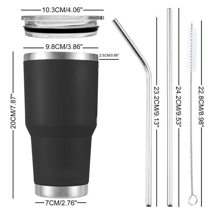 30oz Vacuum Insulated Coffee Tumbler Mug with Lid & Straws – 900ml 304 Stainless Steel