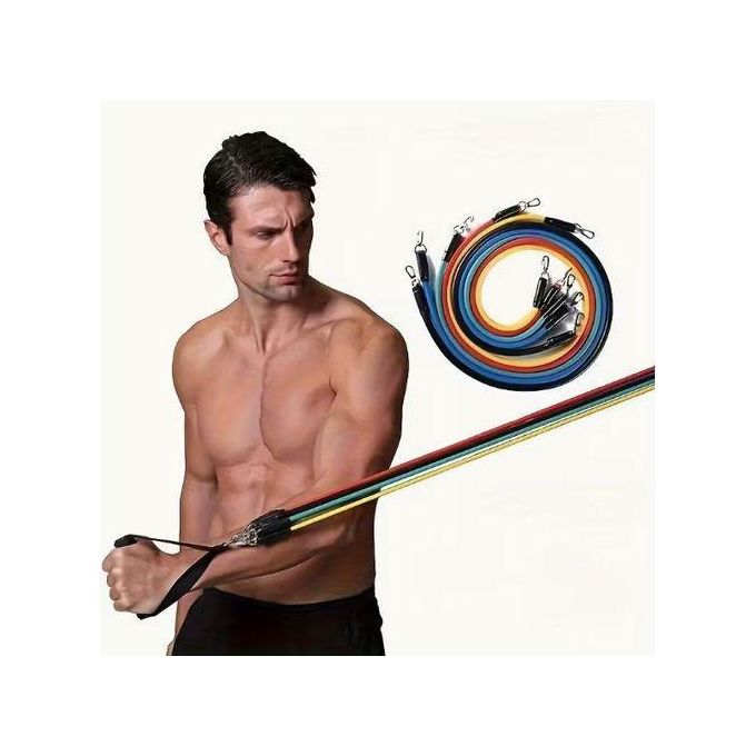11 Pcs Latex Resistance Exercise Bands Crossfit Fitness