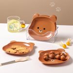 8 Pcs/Set Fruit Trays Serve Snacks Cartoon Bear Head Snack Plates Fruit Plates Household Supplies Clear(Brown)