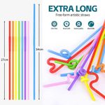 80 Pack Colorful Straws, Plastic Disposable Bendy Straws Extra Long Straws