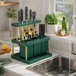TIMBUTUS Multi-Function Kitchen Knife Holder – Cutlery Rack, Utensil Organizer & Drainer