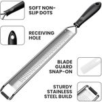 Zester Grater for Lemon Cheese, Pro Citrus & Cheese Zester, Kitchen to Bar Essential with Comfy Black Handle