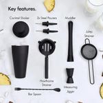 8pcs Cocktail Set Stainless Steel Shaker Set - Black