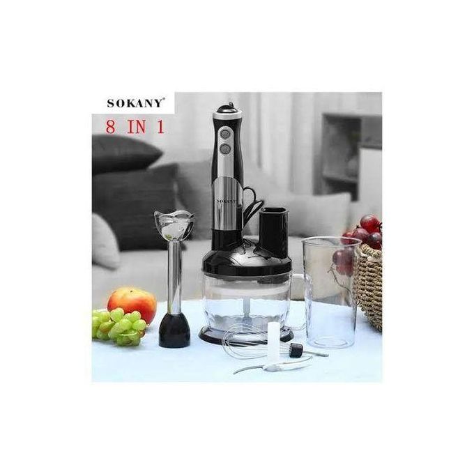 Sokany 8 in 1 Hand Blender Set-Handheld Stick Blender With Chopping Bowl, Whisk & 1L Measuring Jug,700W Polished With Turbo Speed ,Perfect For Soup, Smoothies, Puree, Dip, Baby Food & Chopped Vegetables