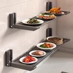 1pcs Punch-free wall-mounted folding kitchen rack, removable and washable (39cm thick + 5 hooks)