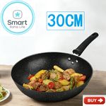 Smartraha life RahaLife 30CM Non Stick Pan Medical Stone Wok Physical Sufuria Cookware Saute Deep Frying Cooking Pots