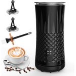 TodyJeyHo Milk Foaming Machine 4 in 1, 400W, 240 ml, Hot and Cold Foaming, Milk Foaming Machine for Milk, Chocolate, Cappuccino, Frappe, Heating Function, Keep Warm and Temperature Control, Stainless Steel, black