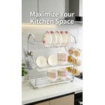 Homemate 20 Inch 3 - Layer Dish Drain Rack Stainless Steel Utensil & Kitchen Tools Storage Organizer Drying Rack for Sink Counter Space Saving & Rust-Resistant
