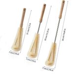 3PCS Bottle Cleaning Brush Set, Long Wooden Handle Natural Bristle Water Bottle Cleaning Brush for Water Bottle, Cup, Teapot, Baby Bottle, Pot(S&M&L)