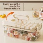 Ice Cube Trays with Lids, Scoop & Ice Bucket 28/84 Pcs Portable Silicone Ice Cube Mold with Easy Pop Out Reusable Freezer Ice Box for Fridge (White, 3 Layer(84 pcs))