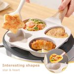 4-Grid Non-Stick Omelette Pan with Scald-Proof Handles, Kitchen Gadgets for Pancakes, Burgers, and Sandwiches - White