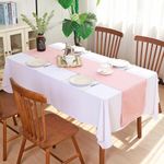 Solid Tablecloth and Table Runner Set, Washable Kitchen Dining Table Decoration for Home Party Decor, Light Orange
