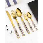 5 Pack Gold Silverware Set Stainless Steel Flatware with Spoons Forks Knife