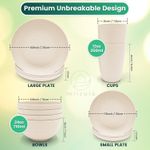 16PC Wheat Straw Bowls, Plates And Dishware Set - Beige