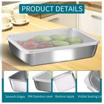 addigoes 3-Piece Stainless Steel Food Container Set - Airtight Storage Boxes & Kitchen Trays, Freezer & Oven Safe with Lids, Dishwasher Safe
