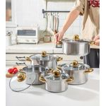 10pcs Stainless Steel Pots and Pans Sets for Kitchen