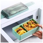 1 green rectangular lunch box