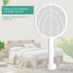 2-in-1 Electric Mosquito Swatter & Lamp – Rechargeable Insect Repellent with Triple Safety Mesh, LED Indicator, Anti-Shock Design for Night Use