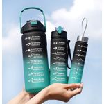 3 Pcs Motivational Sports Bottle,2000ml/800ml/300ml, BPA-Free Sports Bottle