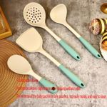 Flushrenic 4PCS Cooking Utensil Set, Heat Resistant Silicone Kitchen Cookware Utensils Set, Kitchen Cooking Tools Includes Turner, Spoon, Slotted spoon, Rice Spoon