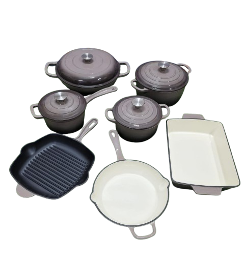 13 pcs Enamel Cast iron cooking pots (1-19)