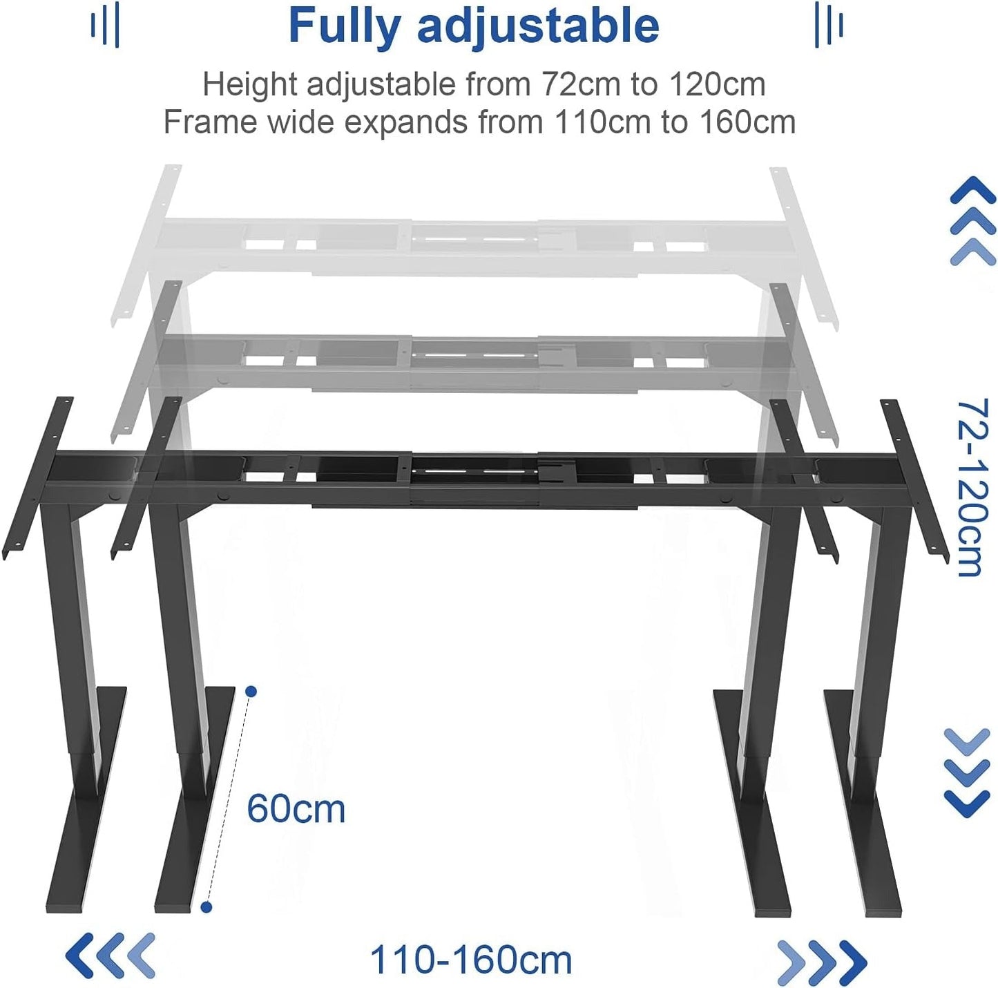 Adjustable Height Electric Standing Laptop Computer Desk Workstation with Automatic Memory and Intelligent LED Display, 120 * 60