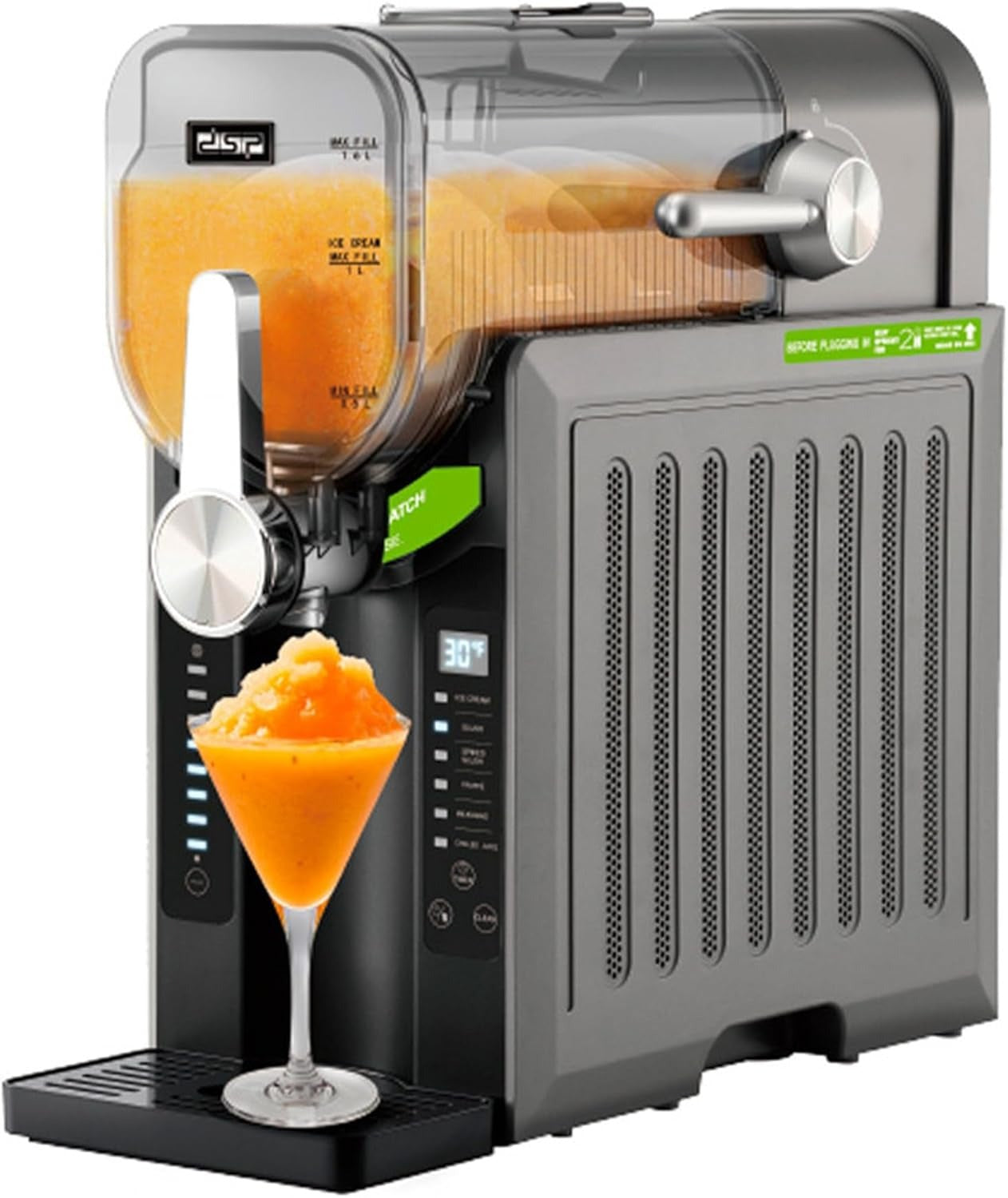 Dsp Frozen Dessert & Slushie Maker – 1500W Electric Ice Drink Machine with Compressor Cooling, 6 Preset Modes, Adjustable Thickness | Stainless Steel