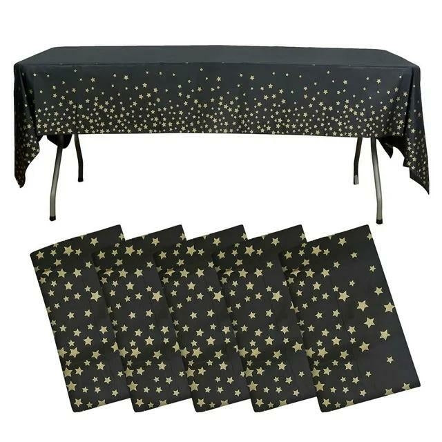 SXCHEN Black Star Party Disposable Plastic Tablecloth