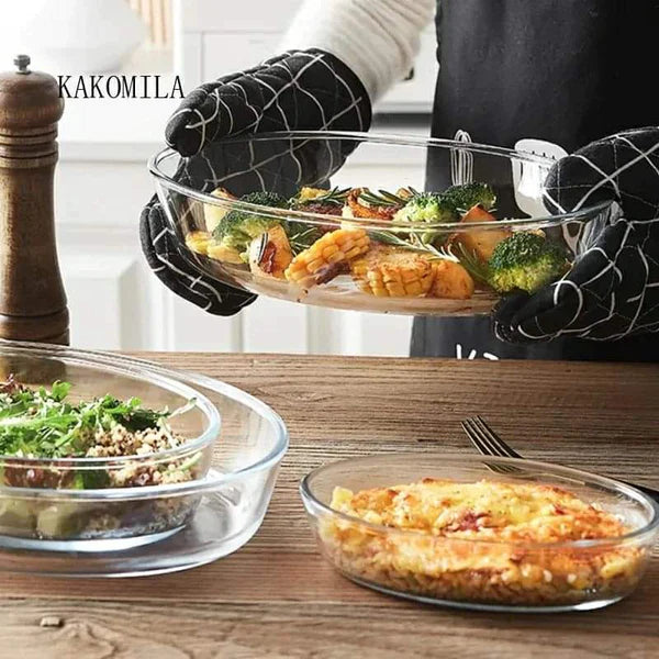 Signature Heat-Resistant Oval Glass Baking Dish Set (2.4L & 3L) – Homelux Kenya