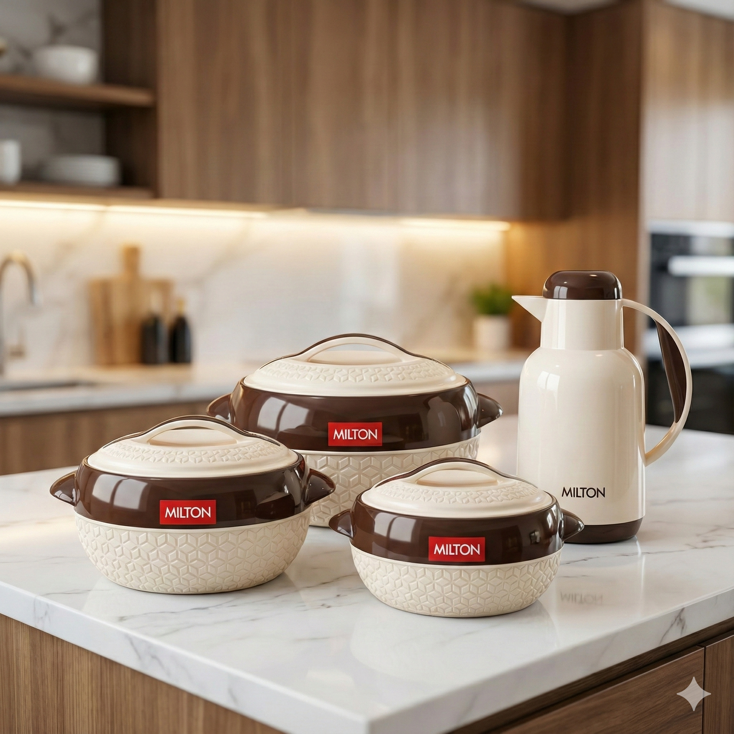 Milton Matrix Hotpot Set 4 Pcs 1000ml 1500ml 2500ml Food Containers + 1000ml Flask for Hot Meals and Drinks