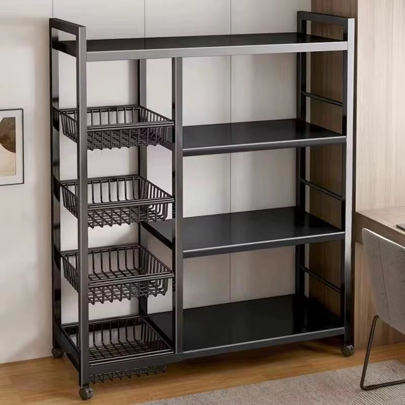 Multi-Layer Kitchen Storage Rack with Wheels Metal Vegetable & Household Organizer