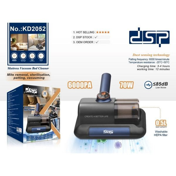 DSP Bed Vacuum Cleaner, Household High-Frequency Strong Mite Removal Instrument, Handheld Deep Mattress Vacuum Cleaner, Wireless Vacuum Cleaning Remover Instrument, for Bed, Sofa, Carpets