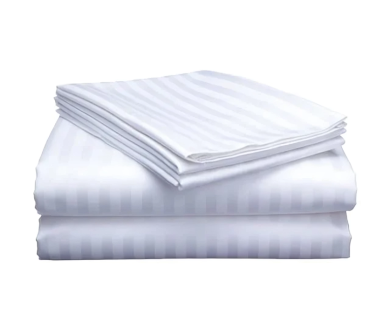 White Stripped Bedsheets 4 Pieces set.
