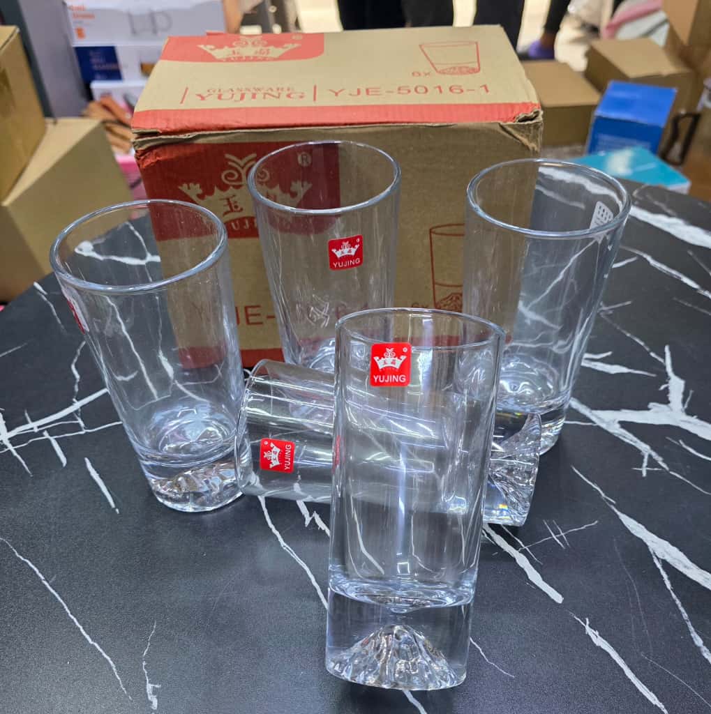 Crystal Mountain Straight Glass Cups – Heat Resistant Drinkware (330ml, 6pcs)